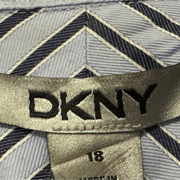 DKNY Kids 18 Blue and Black Striped Collared Long Sleeve Dress Shirt - Picture 6 of 11